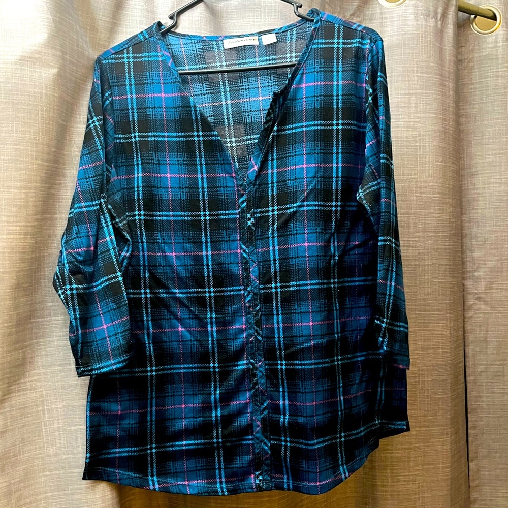 i.b.diffusion, LG, Blue/Pink, Flannel Blouse